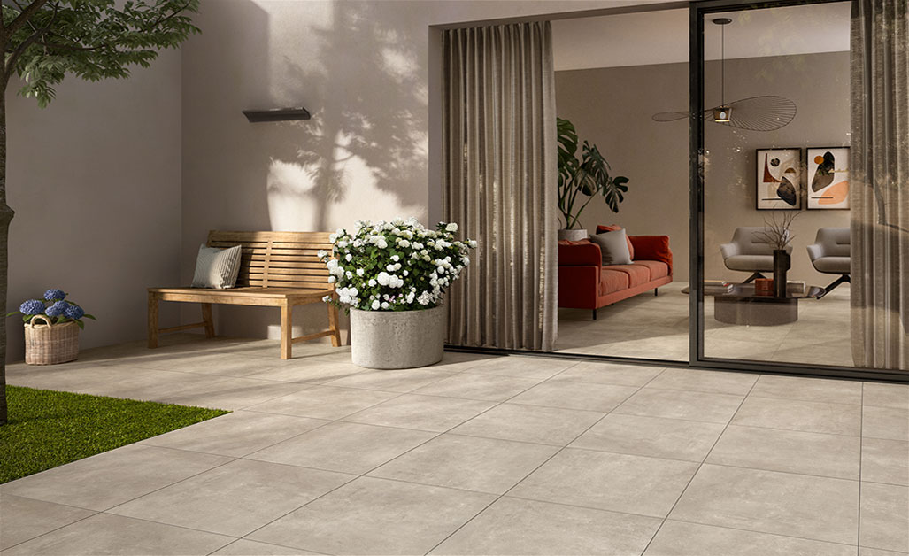 Fliesen für die Terrasse.